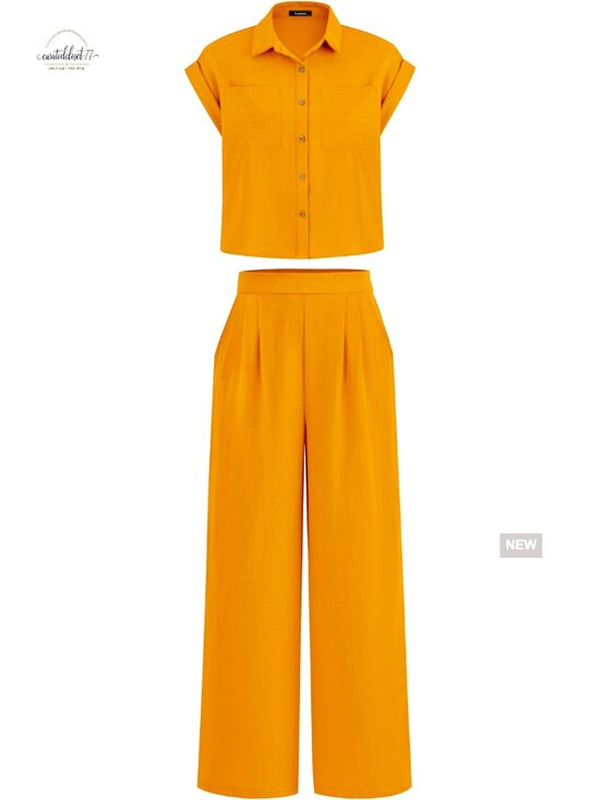 Pants - Large Polyester Tracksuit Set Loose Fit Button Down Top Wide Leg Pants